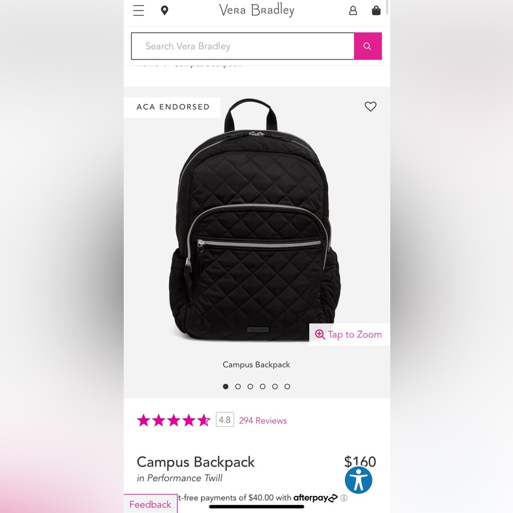 Black Vera Bradley Campus Backpack 🖤🎒